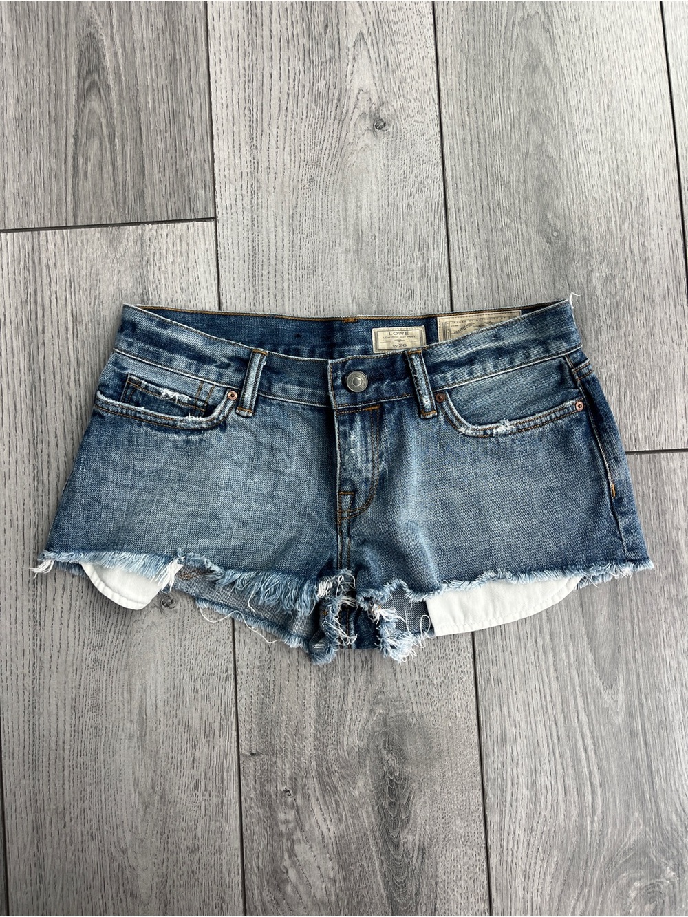 All Saints Distressed Denim Cutoff Shorts — Blue